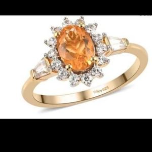 Beautiful size 8 Gold plated Fire opal ring